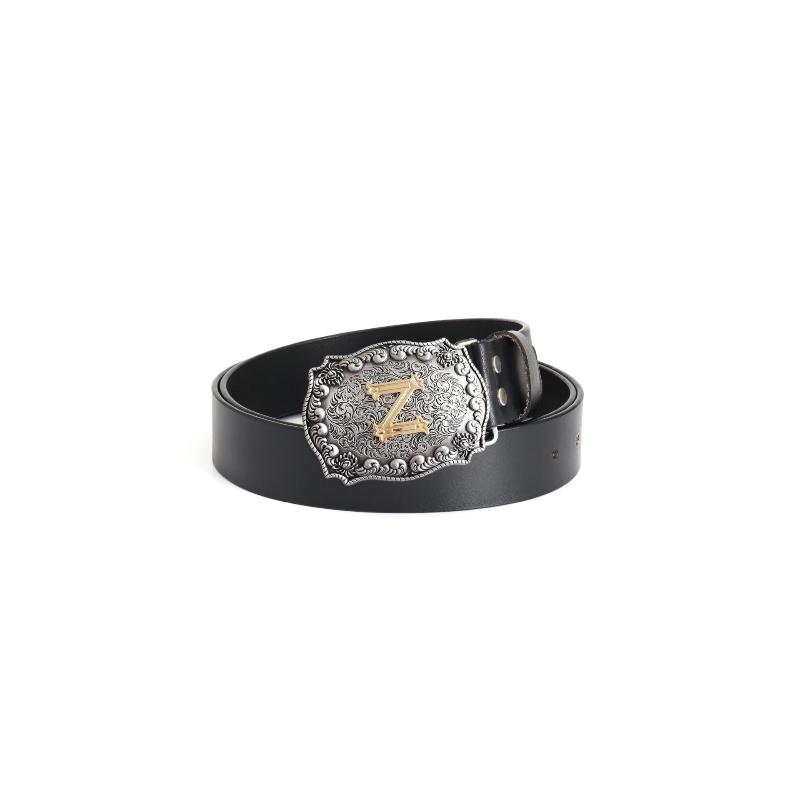 Z Letter Belt Men's Smooth Buckle Pure Cowhide Personalized Youth Jeans Belt Men's Belt