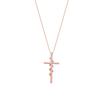 Necklace - LUXENTER - Cross - 18-carat Rose Gold Finish - Brilliant Zirconia - Metal Alloy