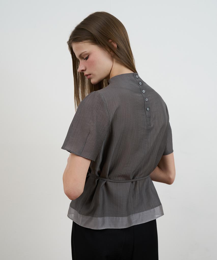 DEHEVE Drape Strap Blouse [Charcoal]