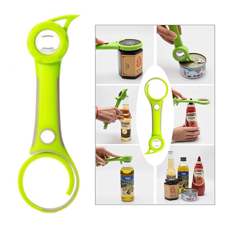 Six In One Bottle Opener, Multifunctional Stainless Steel Beer Cap Opener, Bottle Cap Screw, Household Can Opener, Kitchen Tool