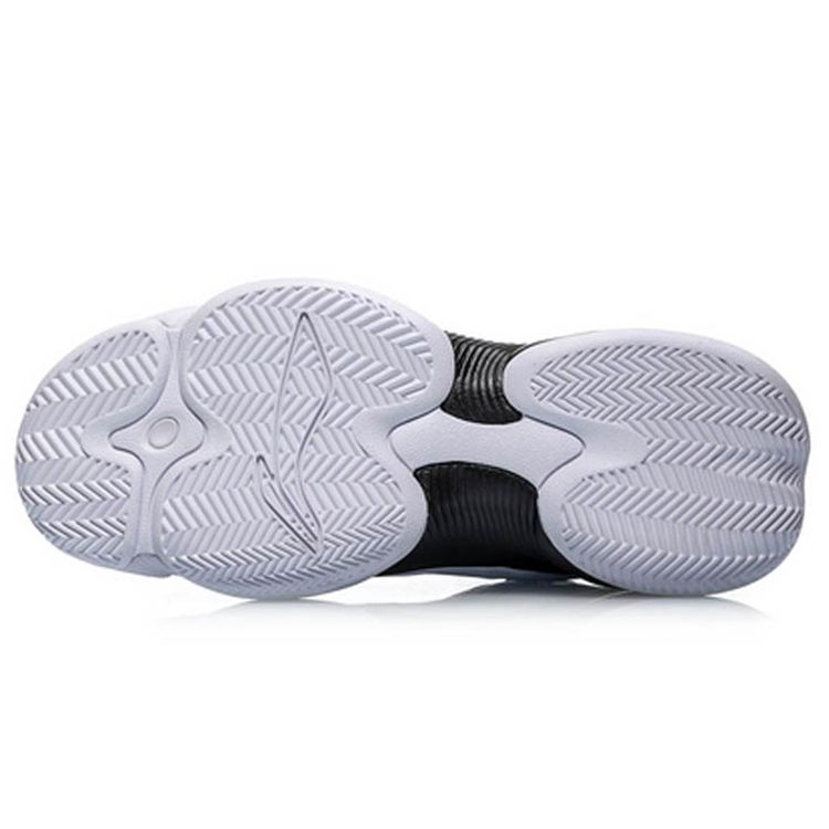 Li Ning CF Su Series Shock Absorbing Non-Slip Wear-Resistant Mid-Top Retro Basketball Shoes Men Basketball Shoes Black White ABAP111-1