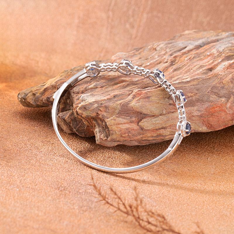 S925 Sterling Silver Color Treasure Bracelet Natural Sapphire Bracelet Female Xiaohongshu Wechat Channels
