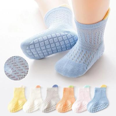 Summer Thin Non Slip Infant Girl Socks Cotton Contrast Newborn Baby Girl Mid Tube Socks Loose Solid Cute Toddler Girl Floor Sock