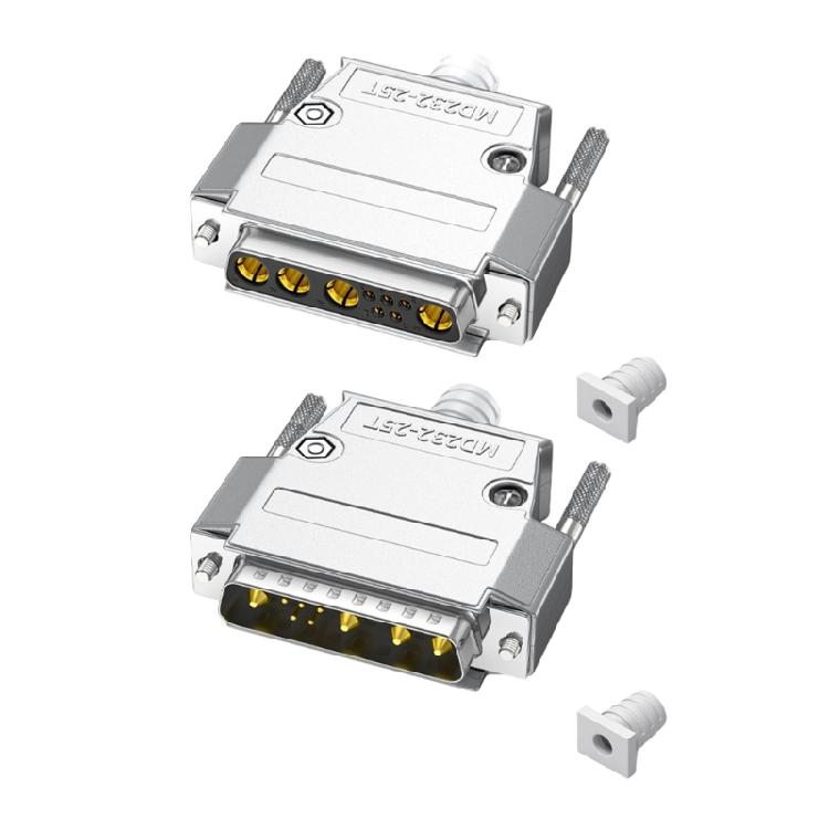 Mixed D-Sub Connector 30Amp - 9W4 Male/Female 5+4 Pin Power Mixed Contact PCB Mount Lock for Stability