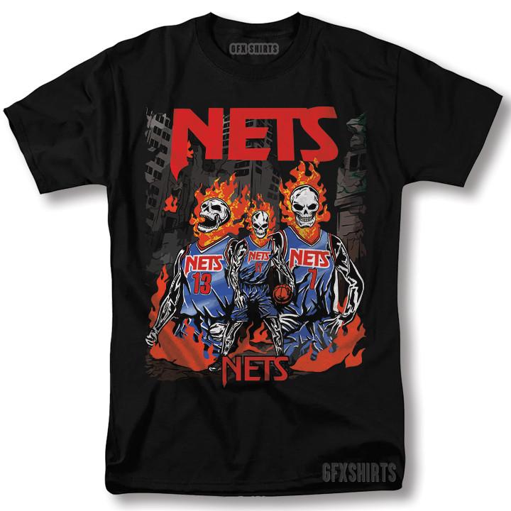 

Футболка Brooklyn Nets Скелет Винтажный стиль Графический дизайн Футболка L