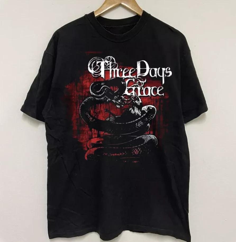 American Street Men's T-Shirt Three Days Grace World Tour T-Shirt Summer New Vintage Fashion Men's and Women's Streetwear