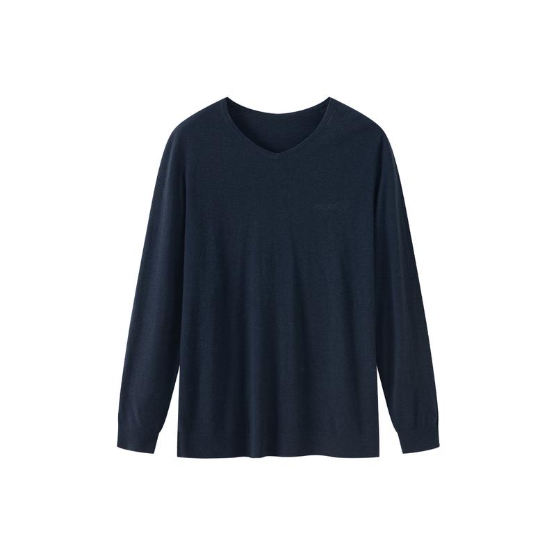 Yiershuang Herren Hochwertiges Kaschmir-Mischung Thermisches V-Ausschnitt Baselayer Oberteil (Geschenkbox)