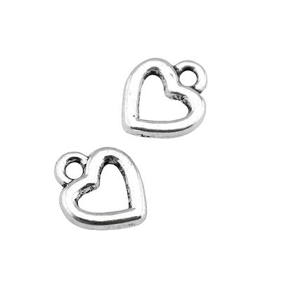 40 ks Hollow Heart Charms Jewelri Charm Antique Silver Farba 8X7mm