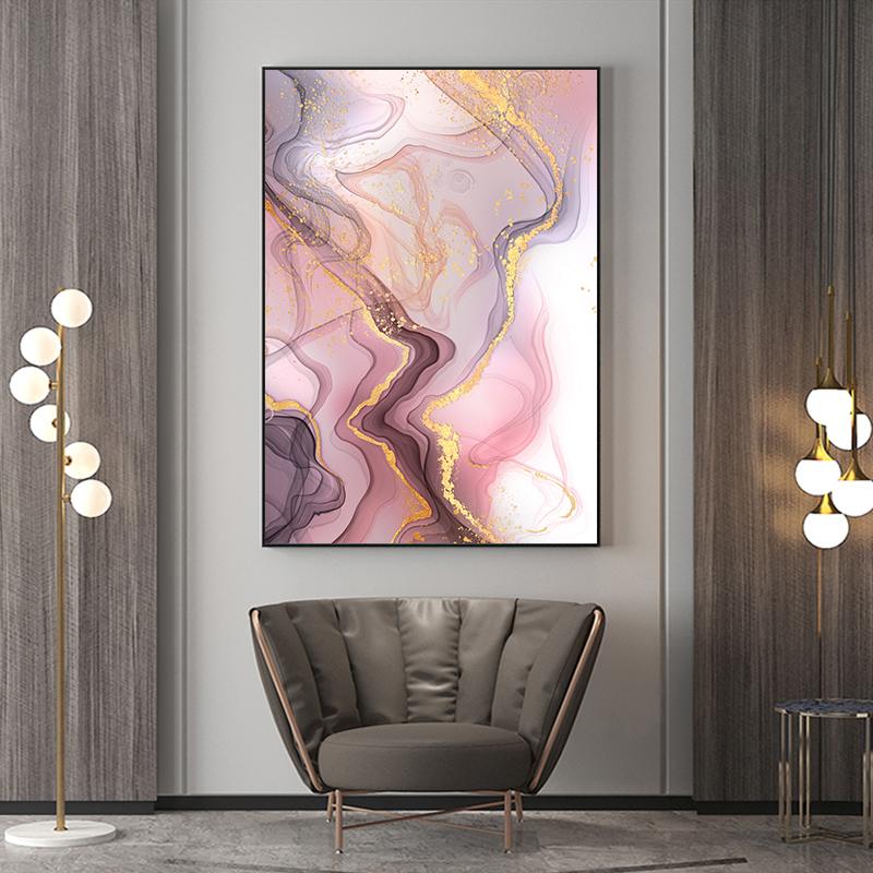 

Современная абстрактная золотая картина на холсте, красочная имитация мрамора, настенное искусство, скандинавский постер, печать, изображение, декор для гостиной 70x120cm No Fram