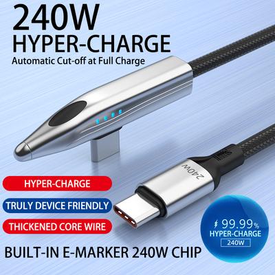 240W Hochgeschwindigkeitszug-Form Schnellladekabel 90° Winkel Typ-C-Ladegerät USBA/Typ-C zu Typ-C-Kabel für Samsung S25 iPhone 16