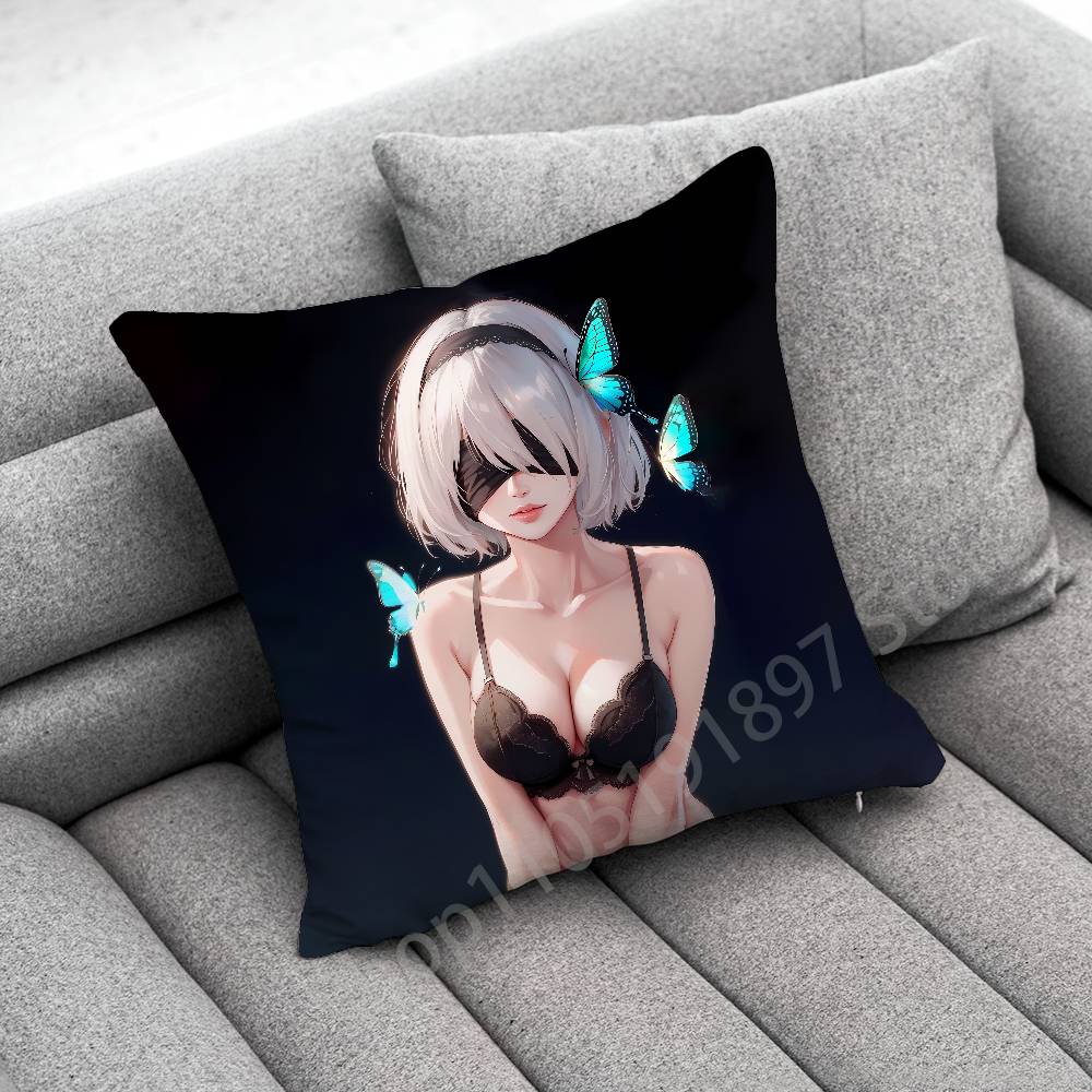 Game Nier A-Automata 2B Throw Pillow Case For 55X55Cm 40X40Cm 45X45Cm 50X50Cm 30X30Cm Square Office Pillowship Cover