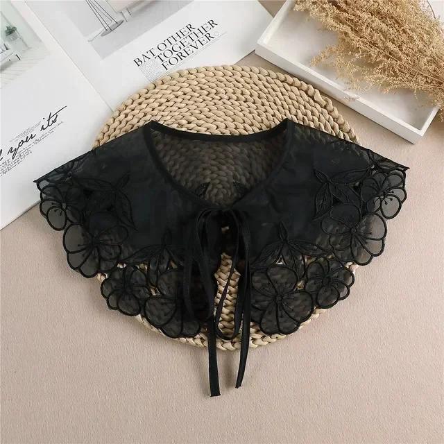Summer Bow Tie Shawl White Fake Collars for Women Removable Dress Detachable Collar Wrap Shawl  False Collar Decor