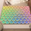 Rainbow Mermaid Scales Pattern Crystal Velvet Rug Colorful Kids Room Floor Mat Fairy Tale Design Playroom Decor Soft Carpet