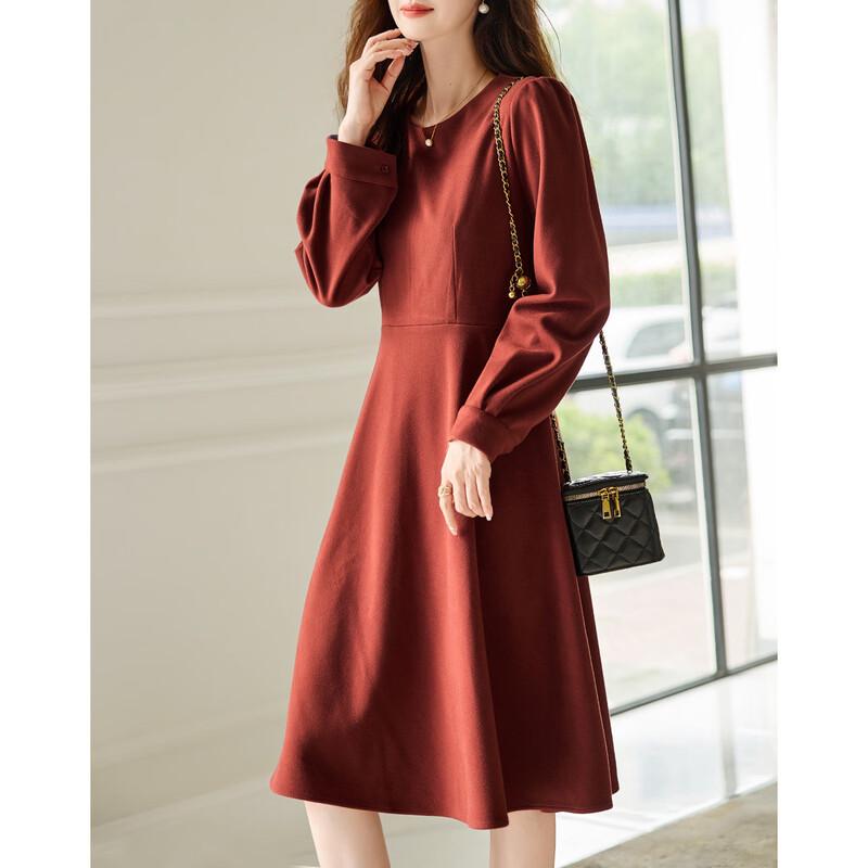Demana Elegant Collection Round Neck A-Line Knit Midi Dress