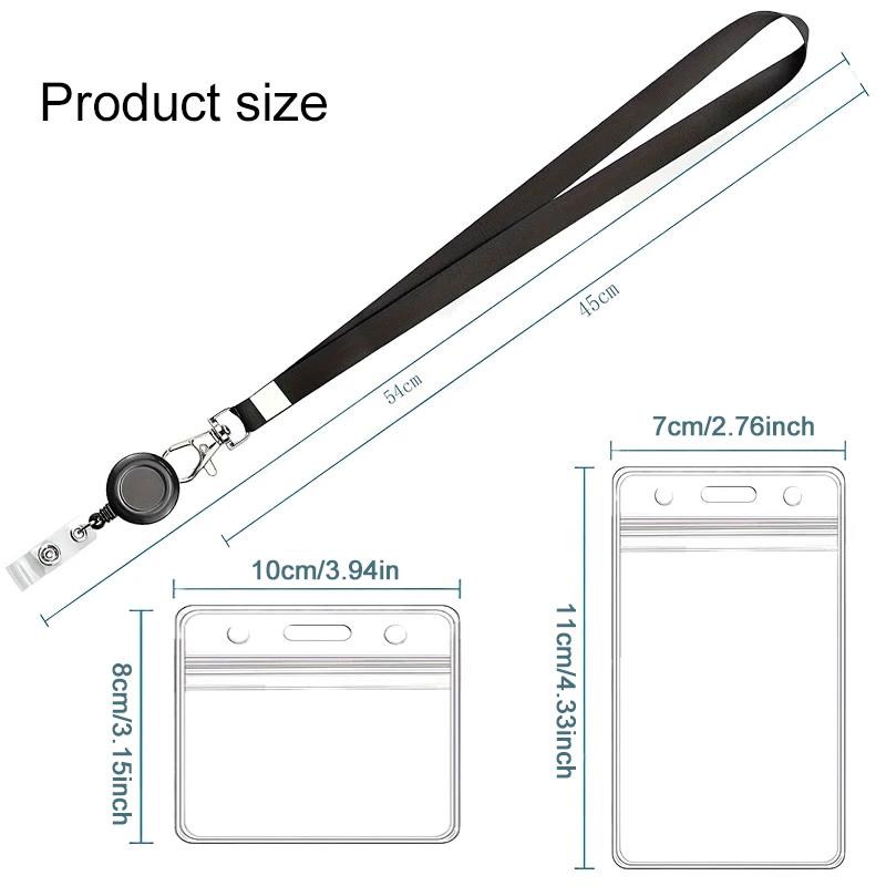1/2 Pcs Card Holder With Hanging Rope Waterproof PVC Scalable Chest Buckle For Work ID And Name Tags Card Storage Supplies