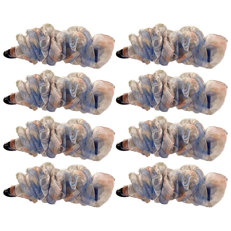 Korean-Style Polka Dot Colour-Block Pleated Printed Mesh Hair Clip For Women Fashionable Banana Clip Hair Accessory