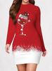 Women's Long Sleeved Tight Fitting Dress, 3D Christmas Party Mini Dress Vestidos De Mujer