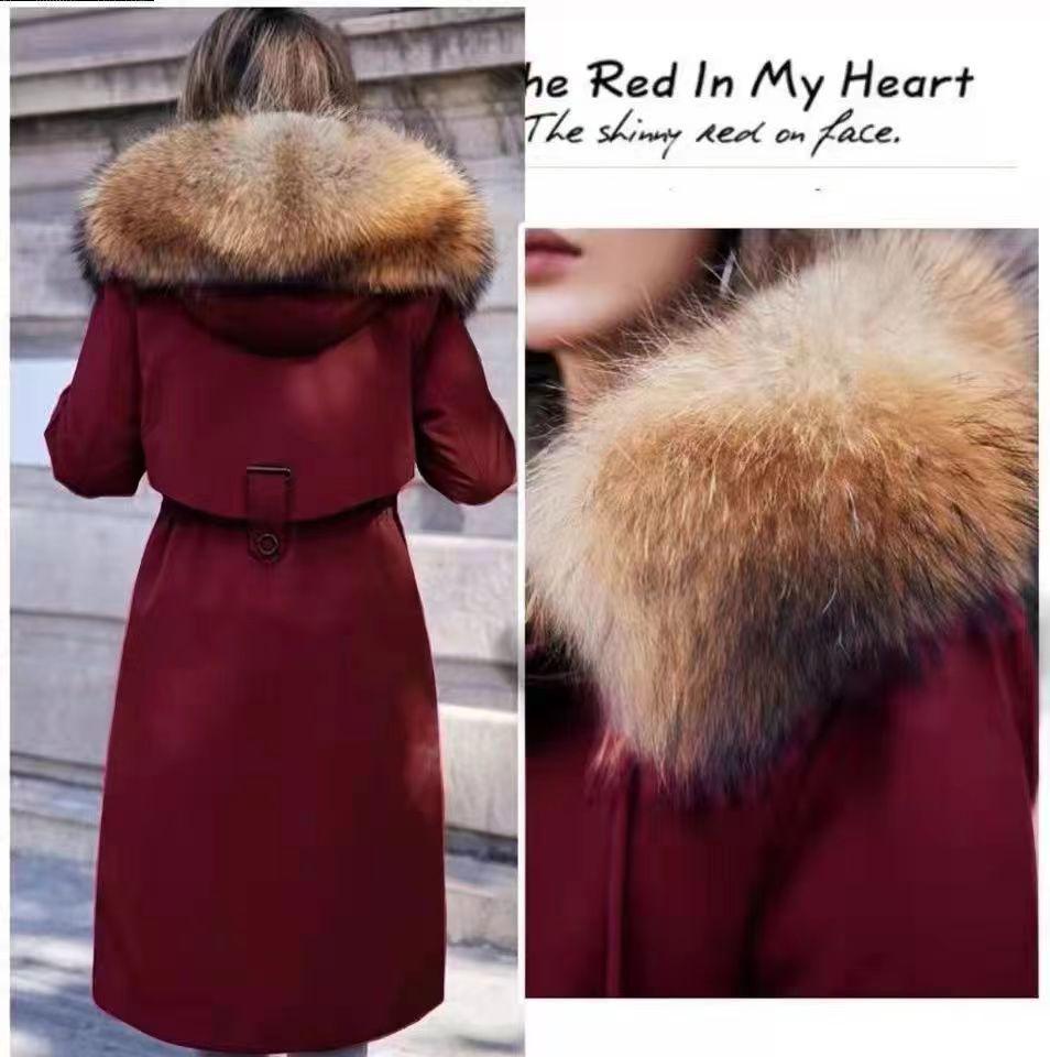 Women's Fur Detachable Shearling Winter Parka - Plus Size Warm Thick Down Jacket