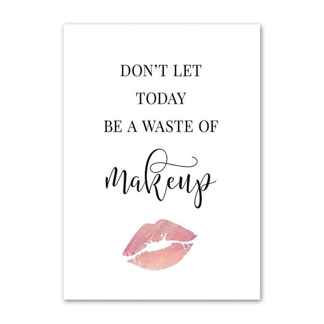 Lipstick Perfume Brush High Heels Flowers Wall Art Canvas Painting Nordic Posters And Prints Wall Pictures For Living Room Decor