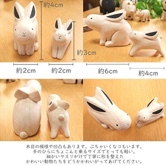 Pole Pole Animal Miscellaneous Goods Parent and Child Rabbit Rabbit Rabbit Zodiac Handmade Wood Carving Ornament Handmade