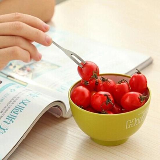 2Pcs Household Fruit Western 2-prong Appetizer Cake Kitchen Small Fork Accessory