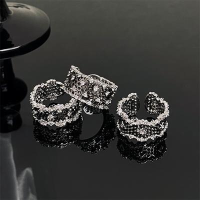 Dark Fengchao Heavy Industry Light Luxury Advanced Sense Color Separation Open Ring Lace Edge Niche Design Sense Personality Ring Female