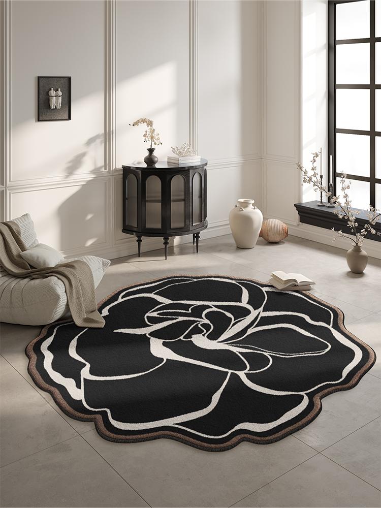 French Retro Carpets for Living Room Irregular Flower Shape Cloakroom Rug Luxury Bedroom Decor Carpet Home Washable Non-slip Mat