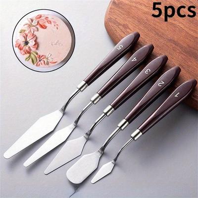 5-teiliges/Set Edelstahl Kuchenspatel-Set - Buttercreme Fondant Dekorationswerkzeuge für glatte Glasur, Gebäck, DIY Kuchen Dekoration Schaber