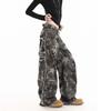 Jeans Larghi Unisex a Vita Media Deostrutturati Vestibilità Larga Vintage Americano Lavato Baggy in Denim Pantaloni Rilassati Lunghi Fino a Terra