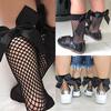 Women Baby Girls Kids Mesh Socks Bow Fishnet Ankle High Lace Fishnet Vintage Short Sock Fashion Summer One Size