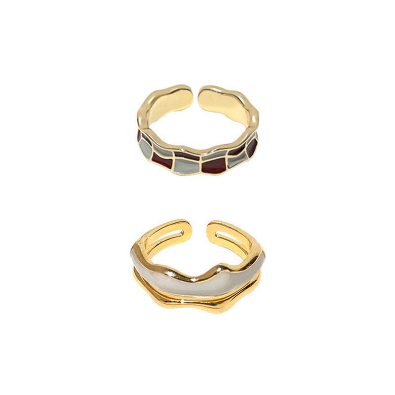 Geometric Chic Adjustable Copper Ring For Women In 2023 With Elegant Pattern Checkerboard