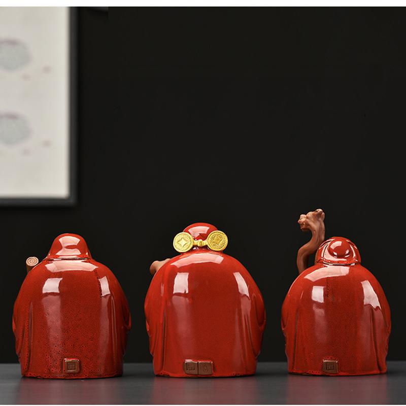 Ceramics Fu-Lu-Changshou Star Sculpture Chinese God of Wealth Home Office Decor Feng Shui Wealth Luck Symbol statue of a figure