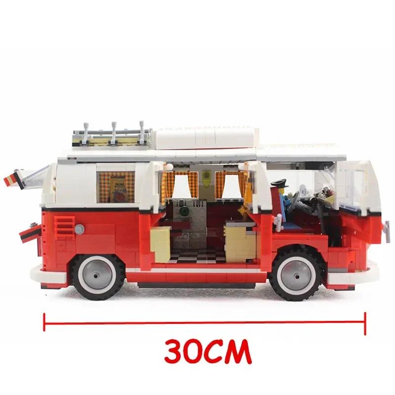 1354PCS Volkswagen T1 Camper Bricks Van Car Bluding Blocks High Techc Ideas Bus Compatible Technical 10220 Toy Kid Gift