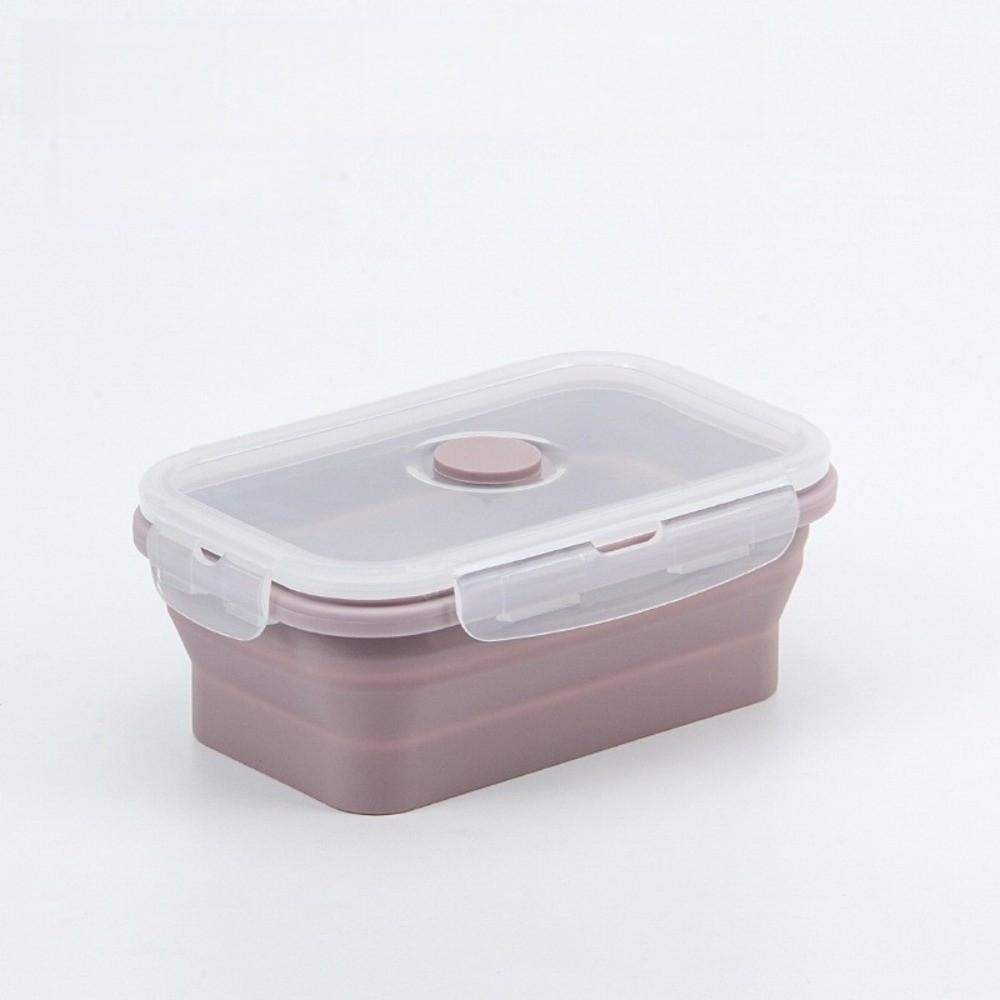 4pcs Large Capacity Silicone Lunch Box Rectangular Fresh Keeping Box Foldable Lunch Box  Adult