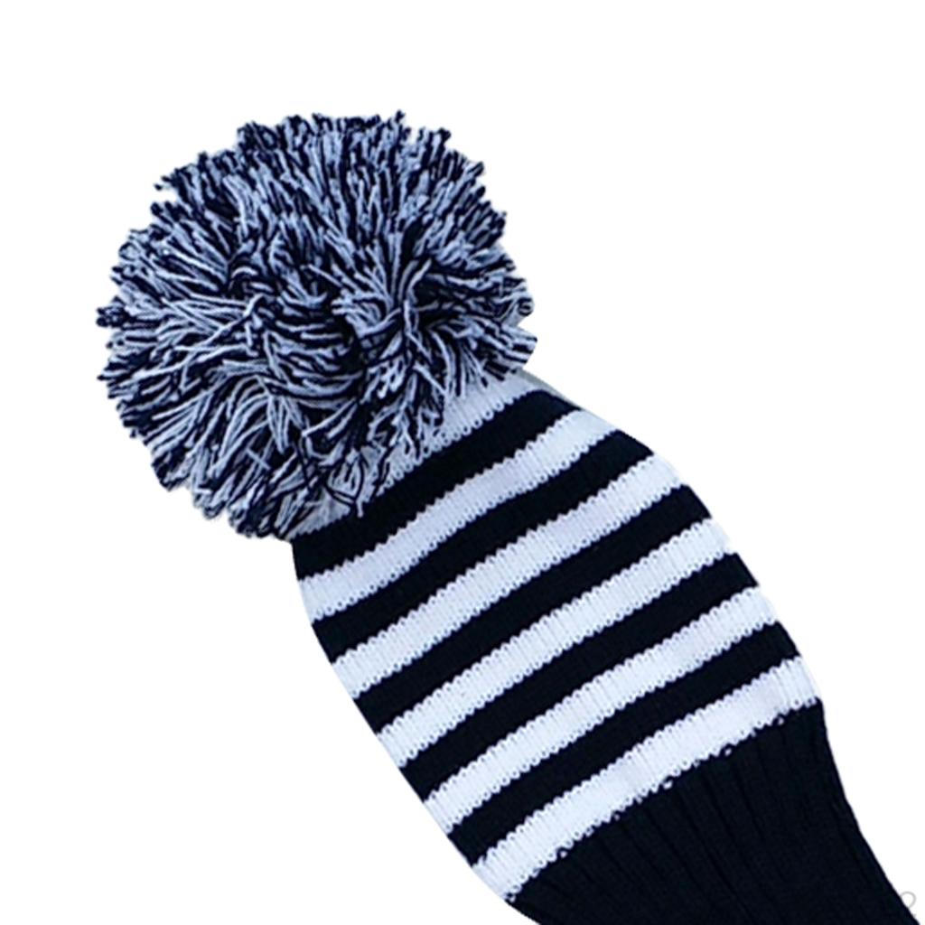 1 Piece White Knit Stripes Golf Club Head Cover Set Kopfbedeckung Hybrid Wood