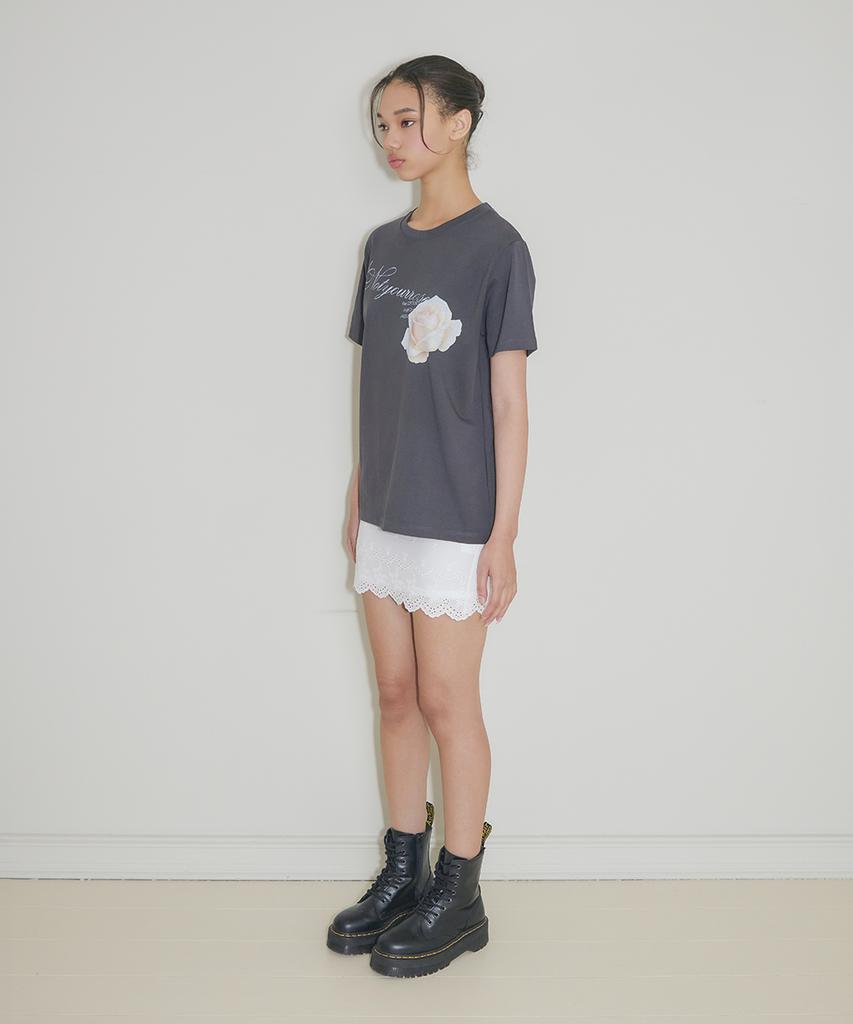 NOT YOUR ROSE Vintage Rose Logo T-Shirt (Charcoal)