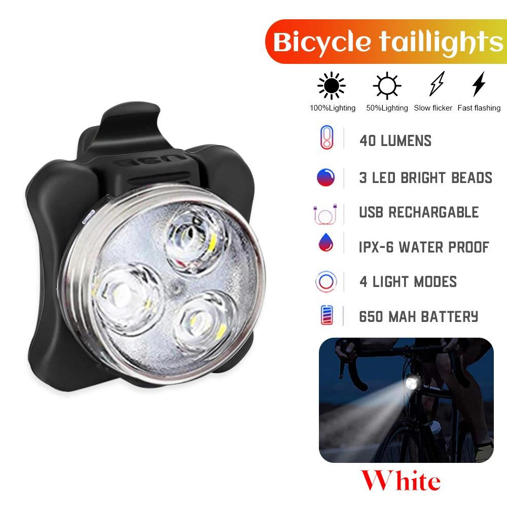 LED Bicycle Front Rear Light USB Rechargeable Portable Clip Taillight for MTB Road Bike Night Safety Riding Cycling Accessories2