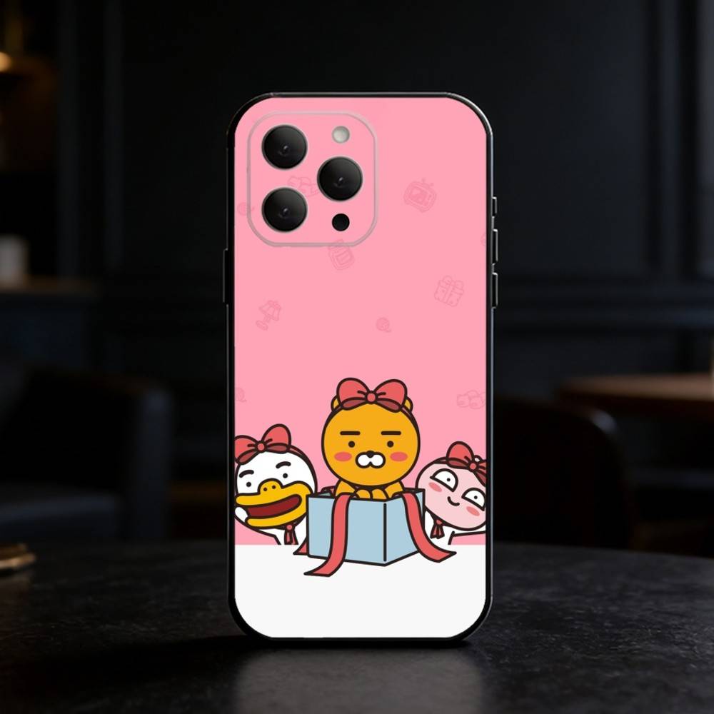 K-Kakao Friends Phone Case For iPhone 17,16,15,14,13,12,11 Plus,Pro,Max,Mini Silicone black Soft Cover