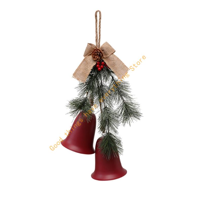 Christmas Bells Hanging Ornament Decorative Bells with Pine Needle Christmas Tree Decorations for Home Decoration 55KF