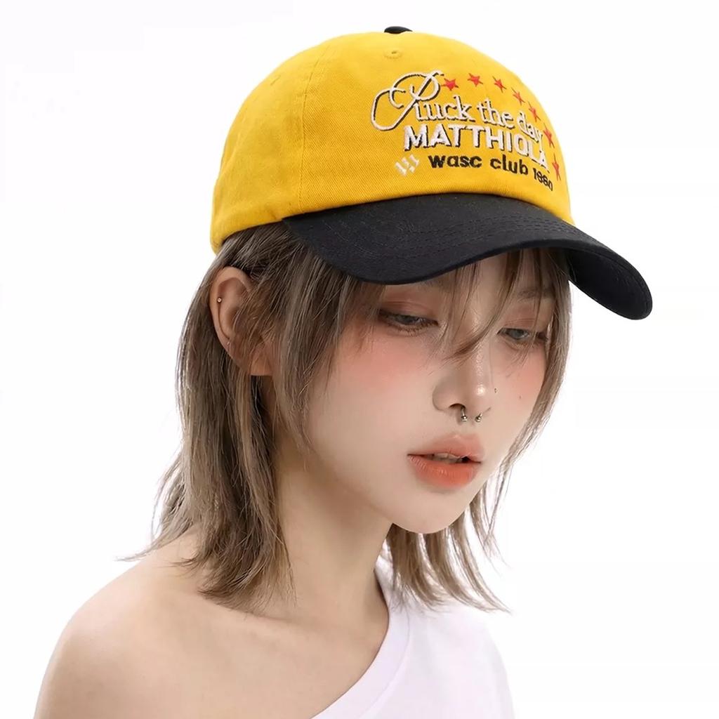 Preppy Style Koreanische Bestickte Buchstaben Baseballkappen Neue Herren Damen Sonnenschutz Persönlich Vielseitig Farbblock Mode Schirmmützen