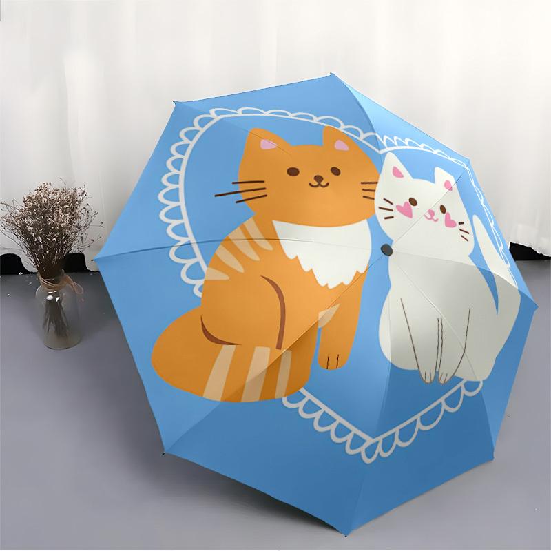 1pc Cats Heart Automatic Folding Umbrella Portable Collapsible 8-Rib Umbrella for All Seasons, Casual Outdoor Accessory, B07