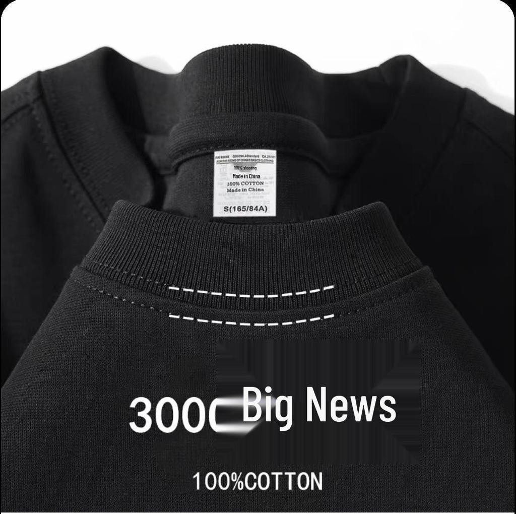 Unisex 500g Heavyweight Pure Cotton Gray-Green Short-Sleeve T-Shirt