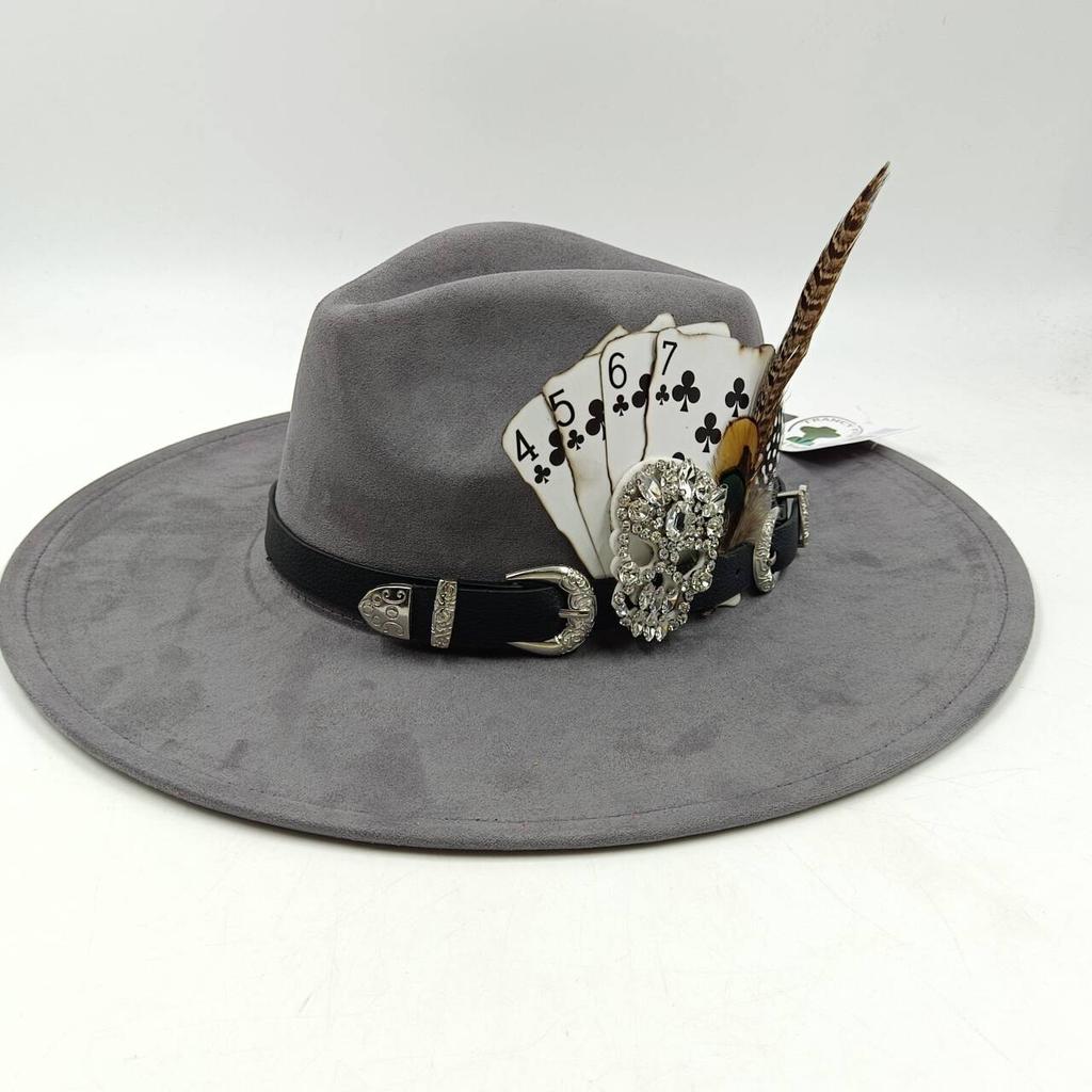 Men's Feathered Jazz Wool Panama Hat, European and American Style Wide-brimmed Party Hat, Fashion Accessory
