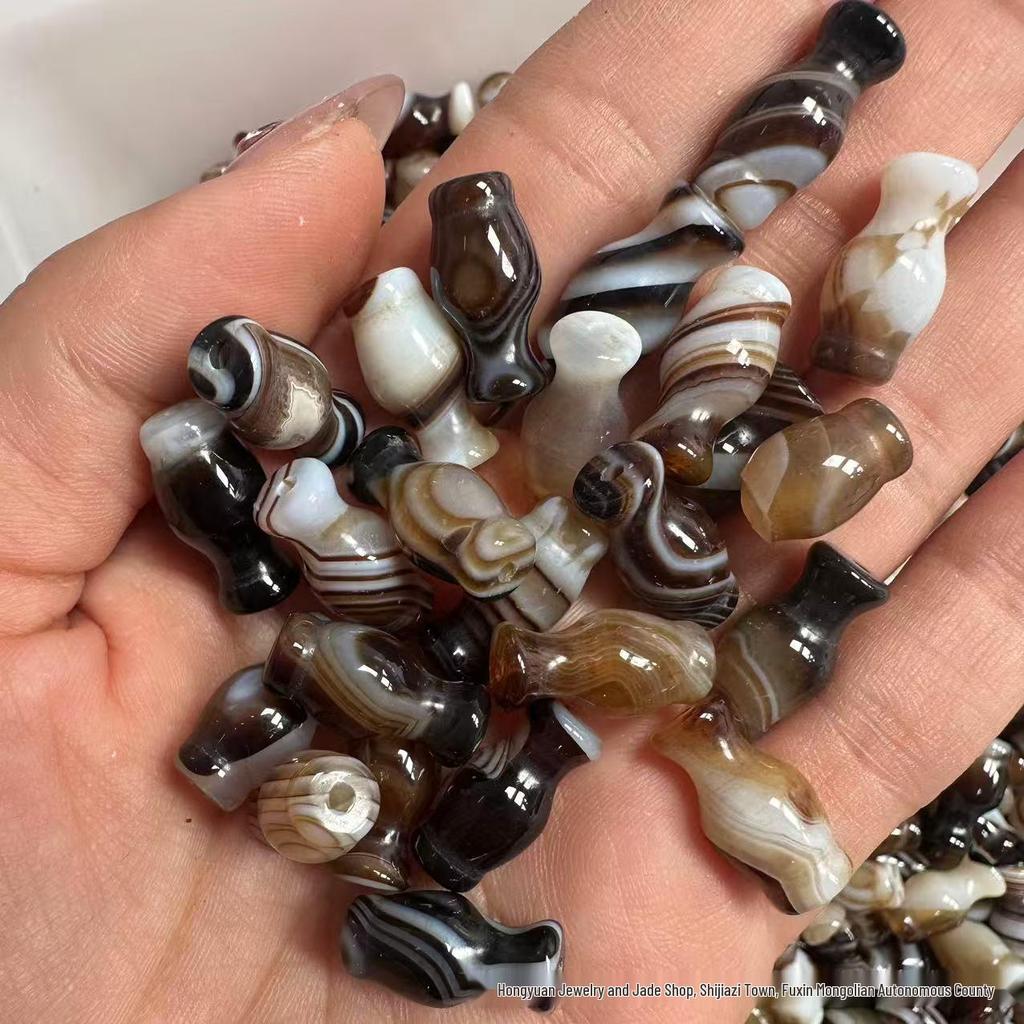 Twisted Silk Agate Coffee Color Beads, 8x16MM, Small Vase Shape for Bracelets & Necklaces.