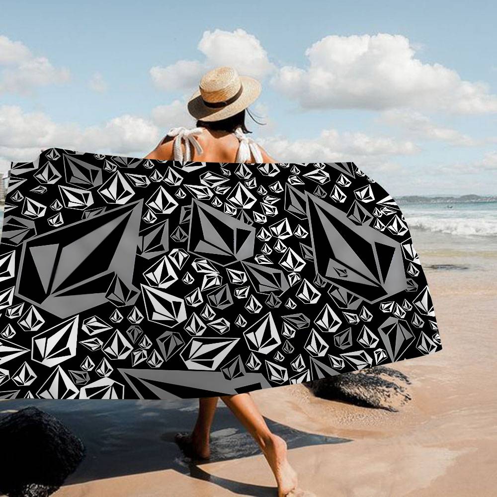 V-Volcom LOGO Coperta alla Moda in Microfibra Asciugatura Rapida Teli da Spiaggia Stampa Oversize Super Assorbente Coperta Telo Piscina