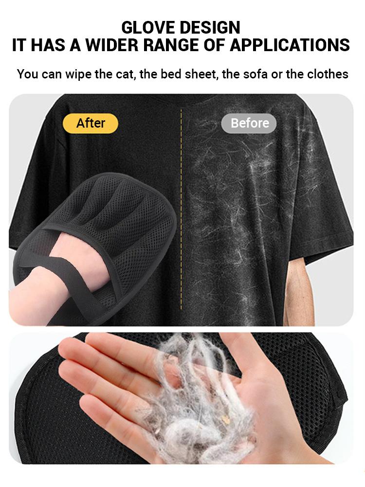 Double-Sided Grooming Gloves for Pets Multi-Purpose Thickened Pet Hair Wiping Gloves Soft De-Shedding Brush Gloves for Dogs Cats