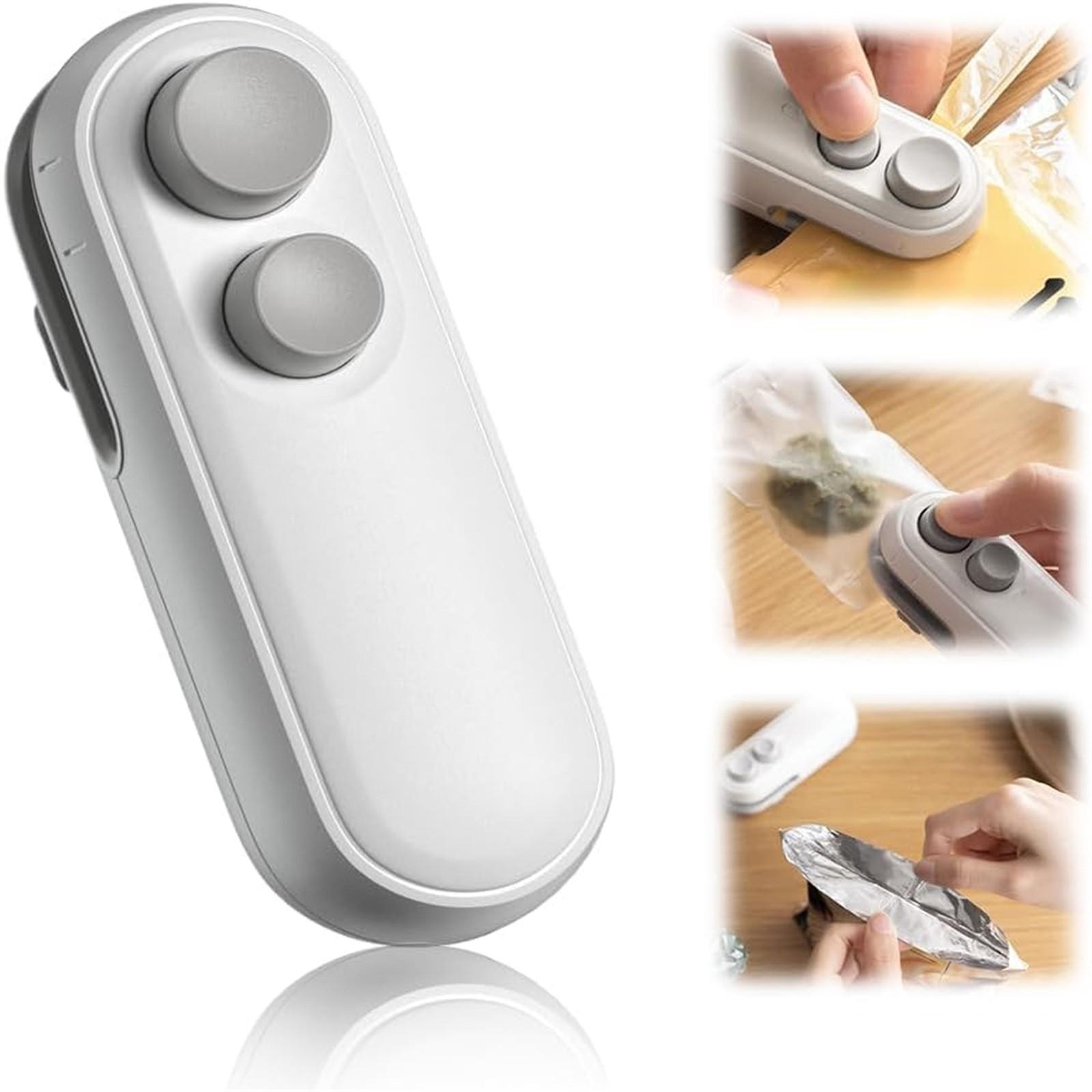 

Карманный запечатщик для закусок, перезаряжаемый карманный доводчик, запечатывание и резка 2 в 1, сохраняет еду свежей, карманный доводчик белый