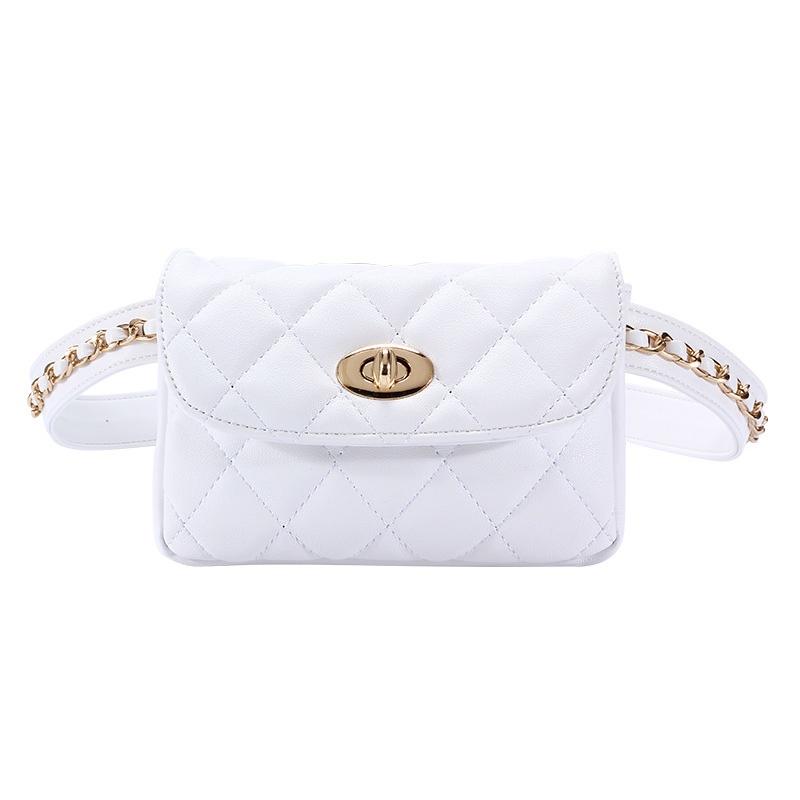 Elegant Women Classic Fanny Pack Chain Waist Hip Belt Bag With Soft Pu Leather