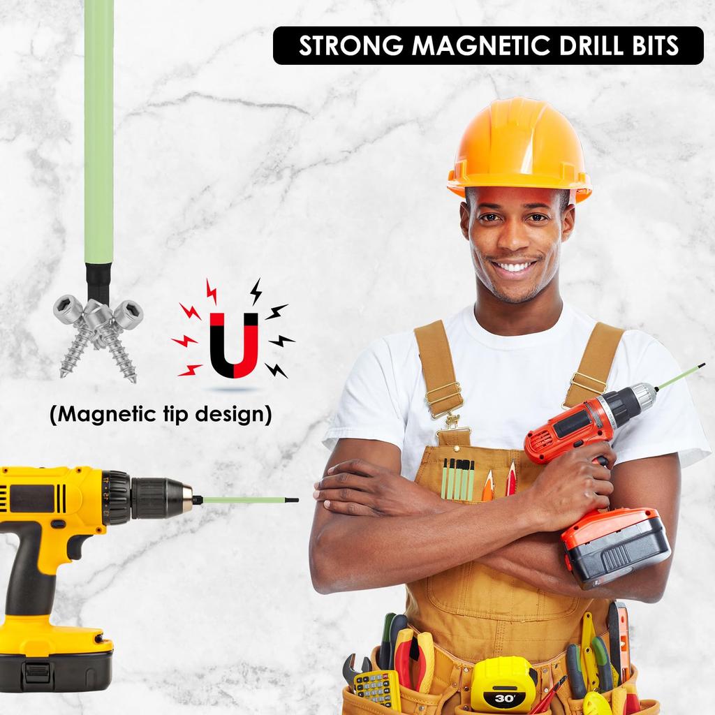 10Pcs Drill Screwdriver Bits Set S2 Alloy Steel 1/4 Inch Hex Shank Magnetic Bits Kit