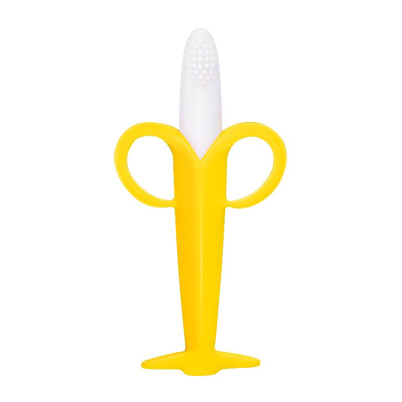 Popular Silicone Banana Teether and Toothbrush with Suction Cup - Baby Safe Molar Stick, Food Grade Chew Toy